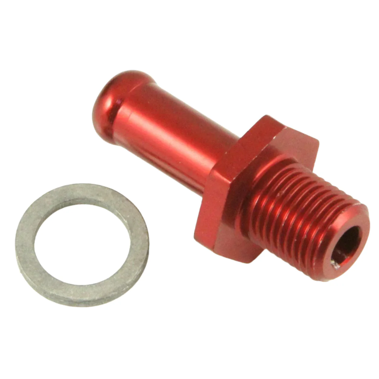 M10x1 Red Anodised Aluminium Straight 8mm Hosetail