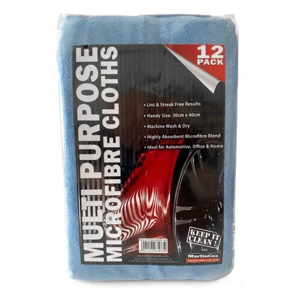 Martin Cox Multi-Purpose Microfibre Cleaning Cloths - 12 Pack - Lint & Streak-Free
