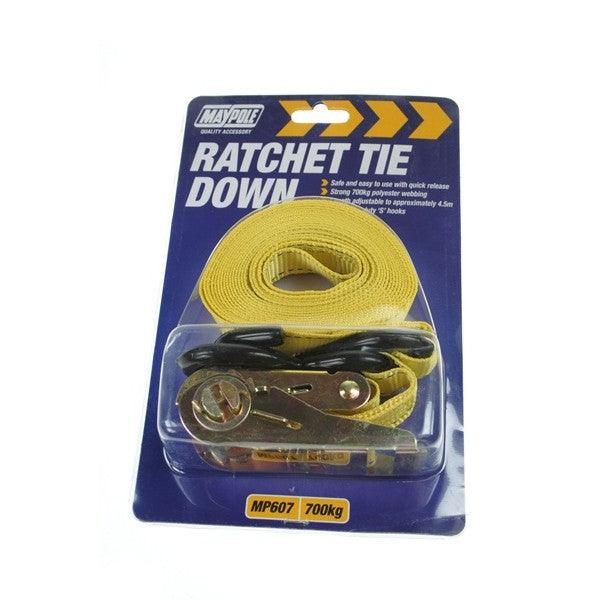 Heavy-Duty Ratchet Tie Down Strap with Hooks - 4.5m x 25mm (607)