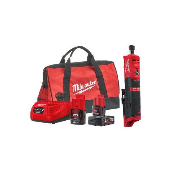 Milwaukee M12 FUEL Straight Die Grinder with Battery & Charger - Power & Control