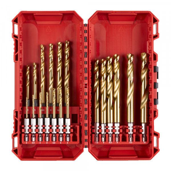 Milwaukee SHOCKWAVE 19-Piece HSS-G Titanium Nitride Coated Drill Bit Set (Red Hex Shank)