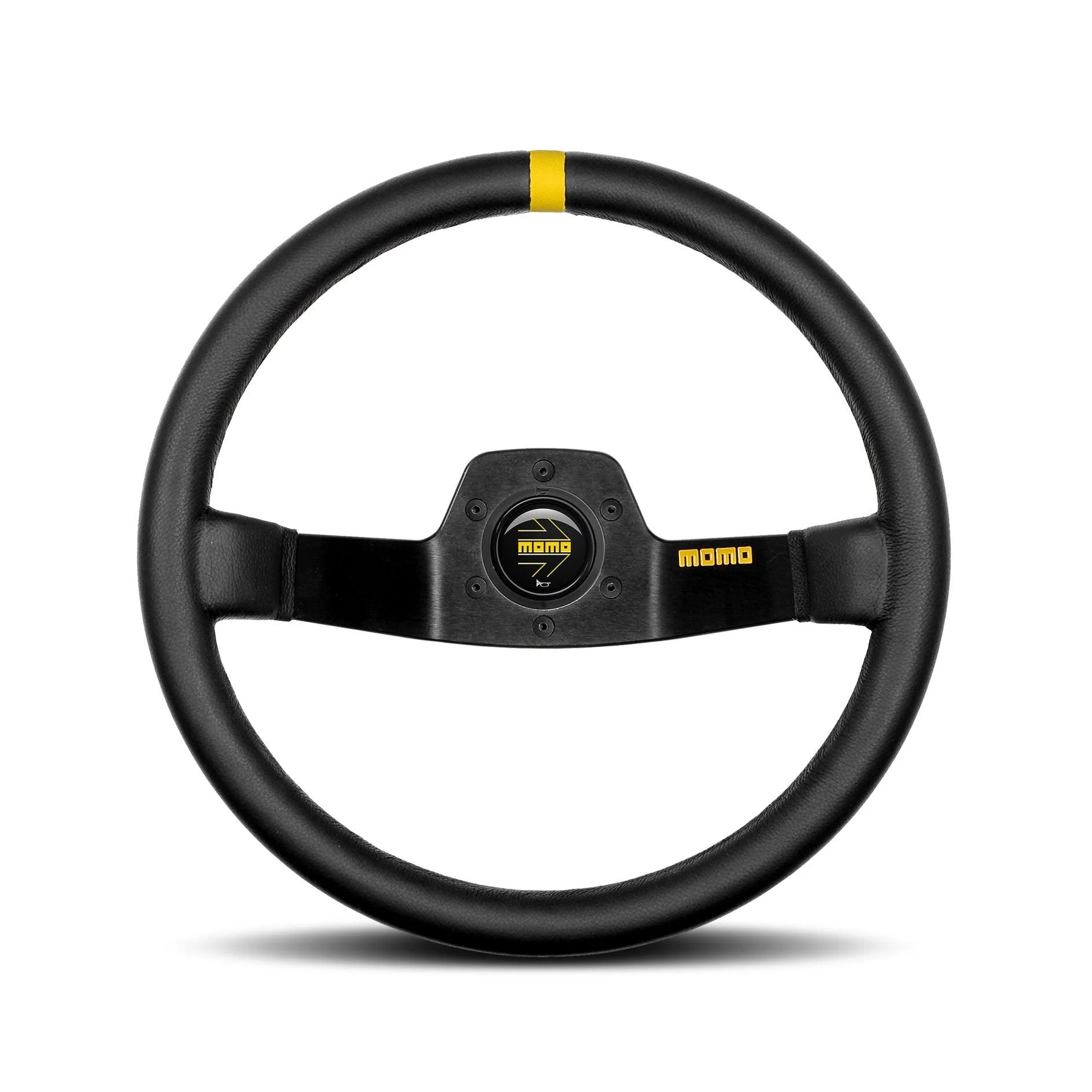 MOMO MOD.02 350mm Black Leather Racing Steering Wheel