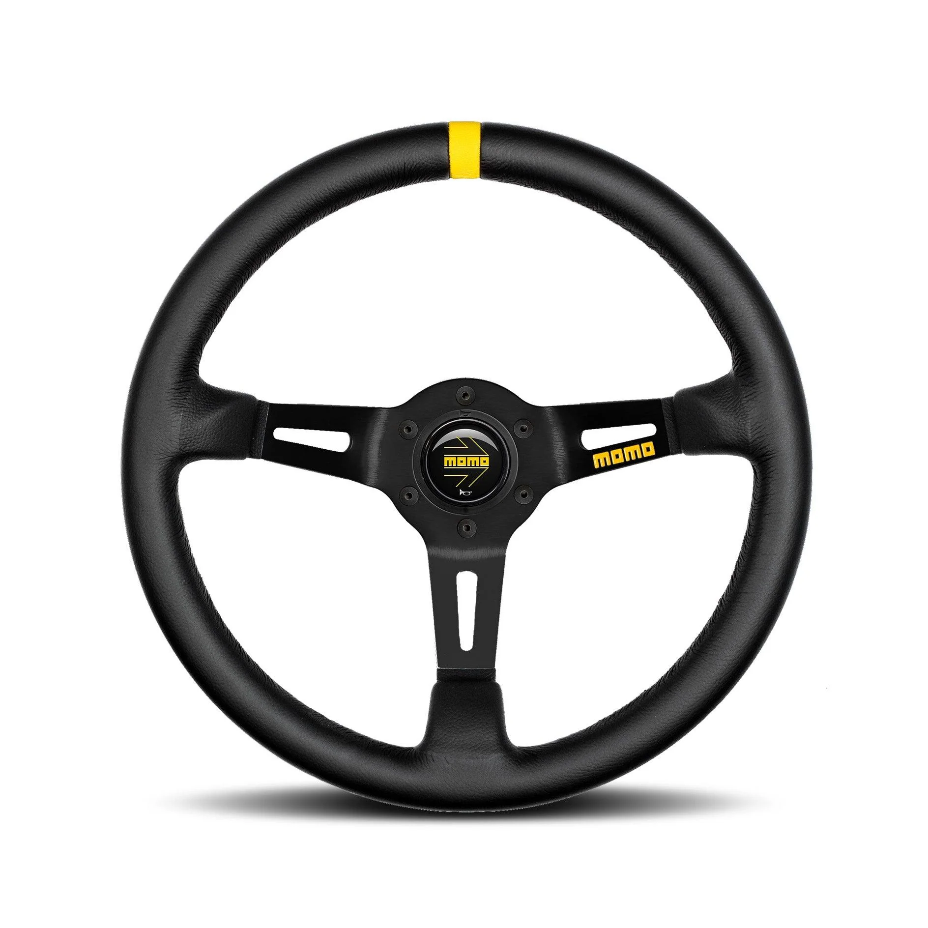 MOMO MOD.08 350mm Leather Steering Wheel - Black