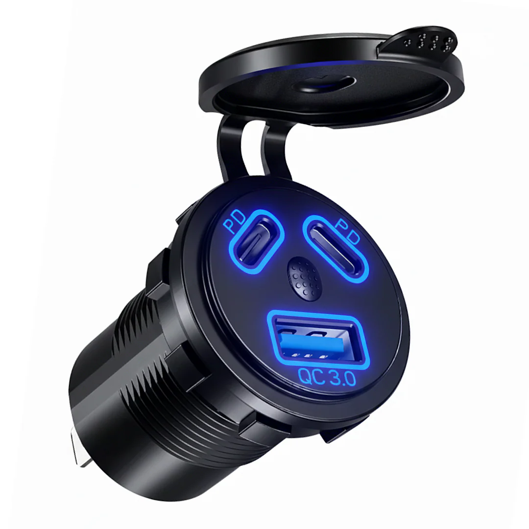Multi USB-Illuminated Power Outlet Socket 2 x USB-C and 1 x USB-A
