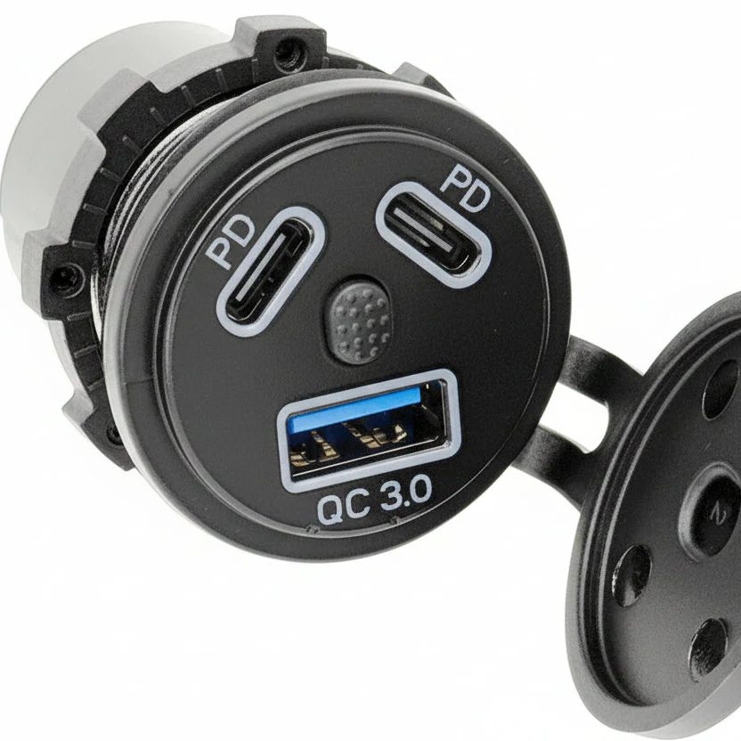 Multi USB-Illuminated Power Outlet Socket 2 x USB-C and 1 x USB-A - Image 4