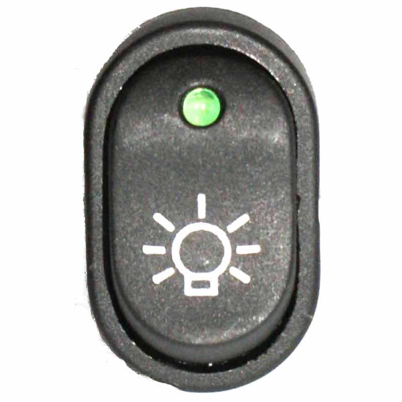 Oval Rocker Switch Illuminated Green Lights