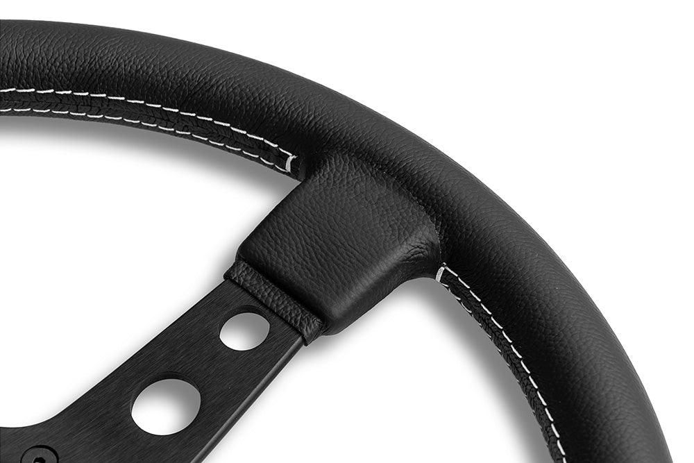 MOMO Prototipo 370mm Leather Steering Wheel - Black Spokes - Image 3