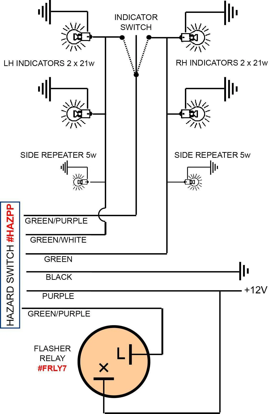 Push Pull Hazard Switch KIT Black - Image 3