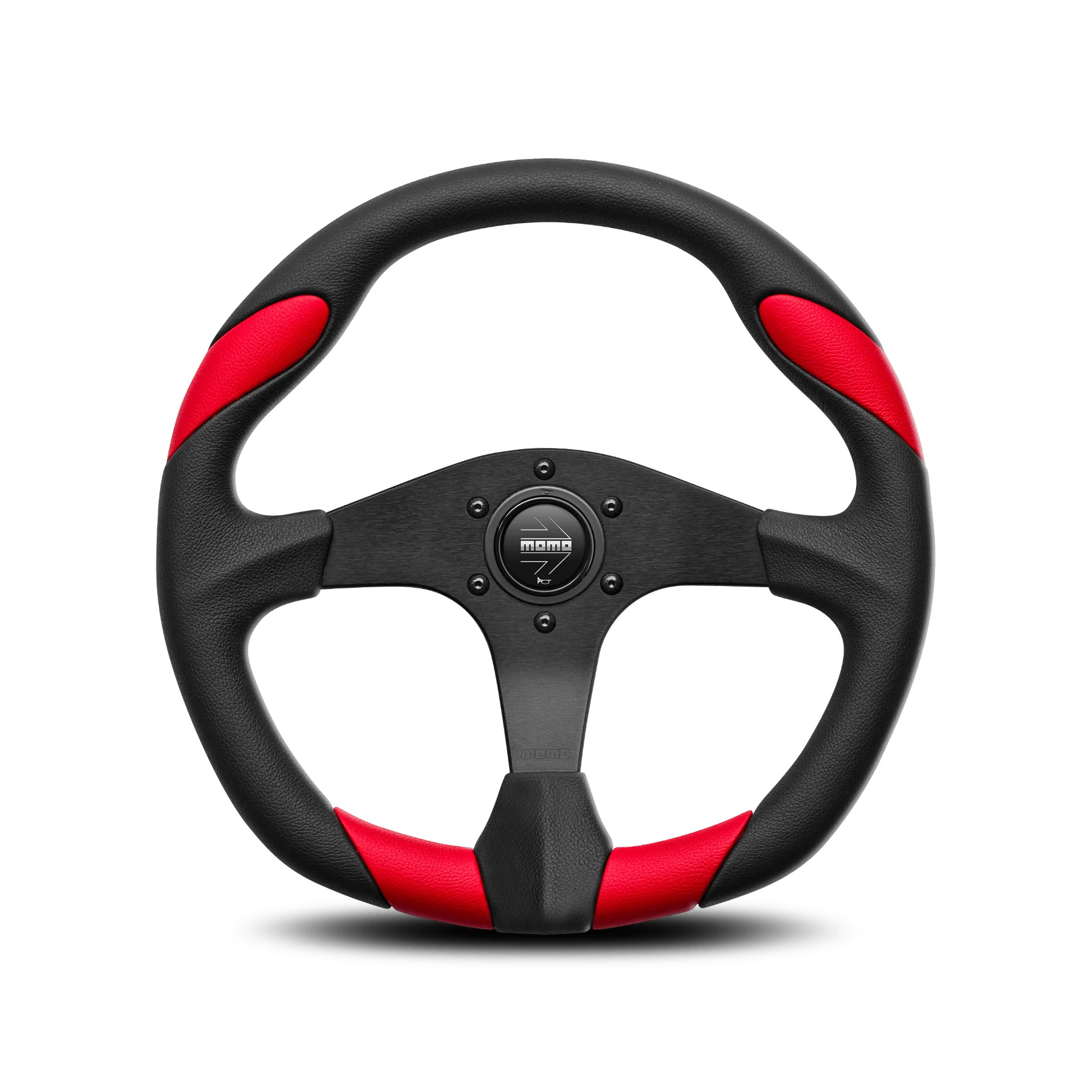 MOMO Quark Steering Wheel 350mm - Black/Red Leather