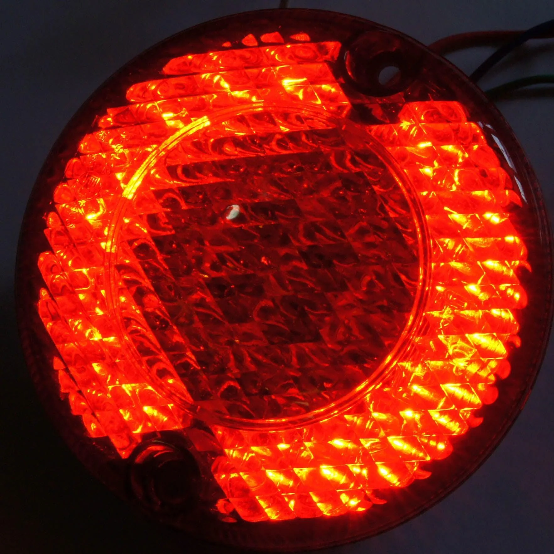 Red/Amber Lens LED Stop Tail And Indicator 95mm Dome PAIR - Image 5