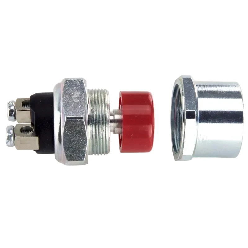 Shrouded Heavy Duty Red/Chrome Push Button Switch - Image 3