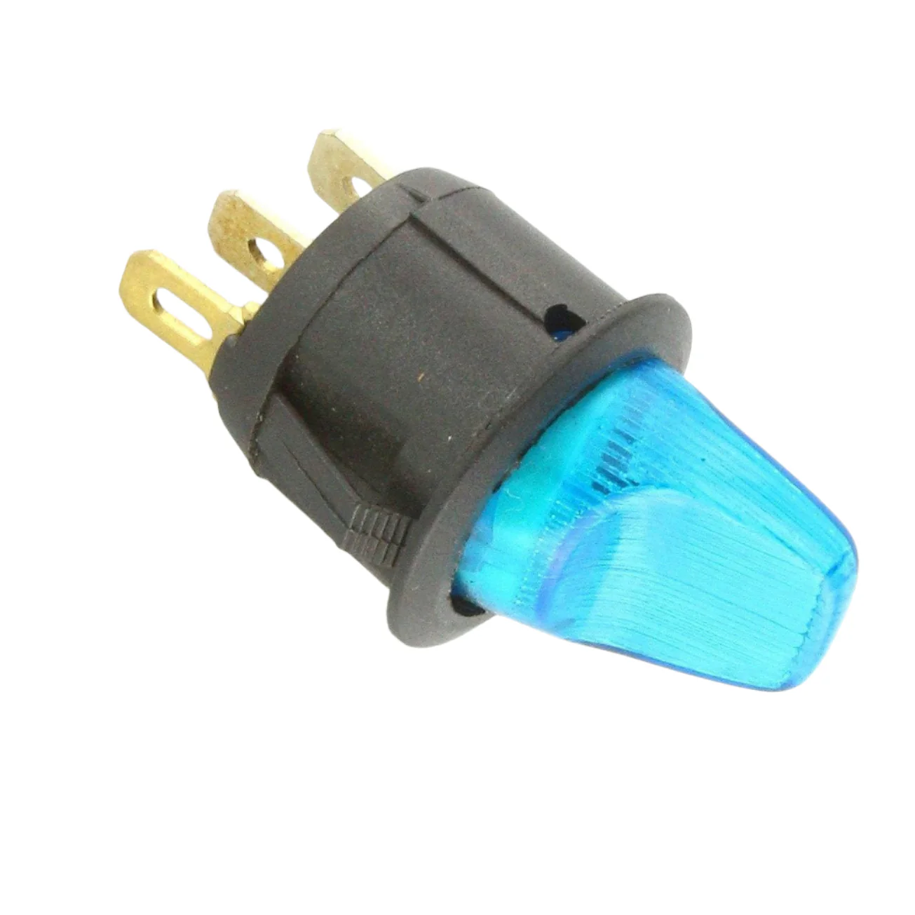 Round Toggle Switch Illuminated Blue
