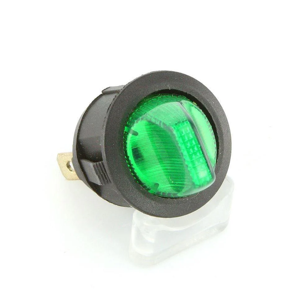 Round Toggle Switch Illuminated Green - Image 2