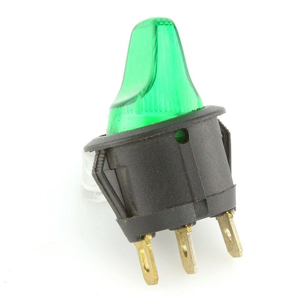 Round Toggle Switch Illuminated Green - Image 3