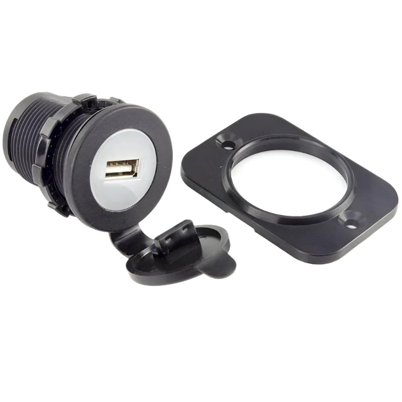 Single USB Charger Socket 12V or 24V Black