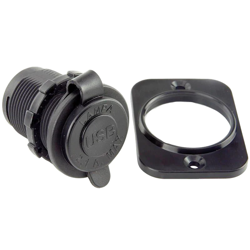 Single USB Charger Socket 12V or 24V Black - Image 2
