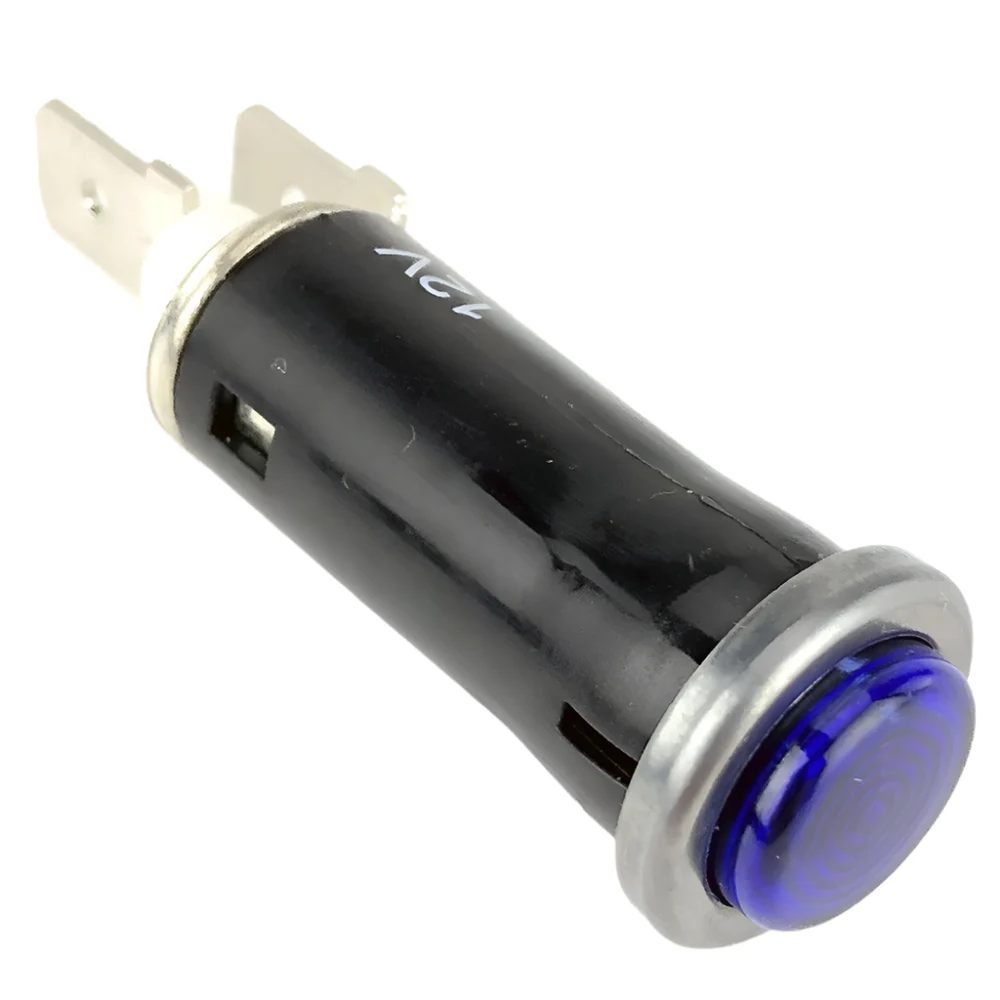 Small Bright Chrome Bezel Blue Warning Light Replaceable Bulb