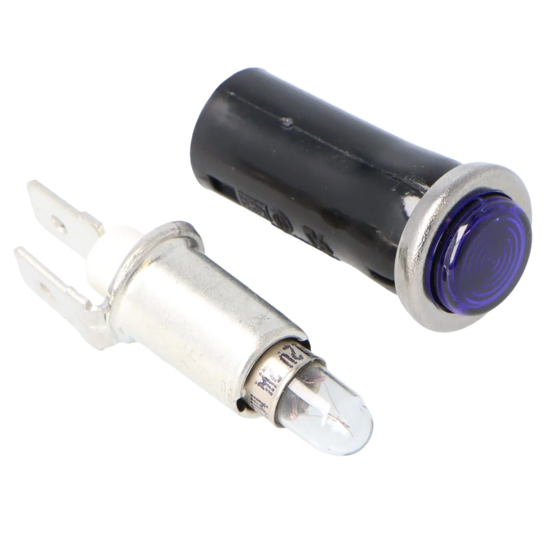 Small Bright Chrome Bezel Blue Warning Light Replaceable Bulb - Image 3