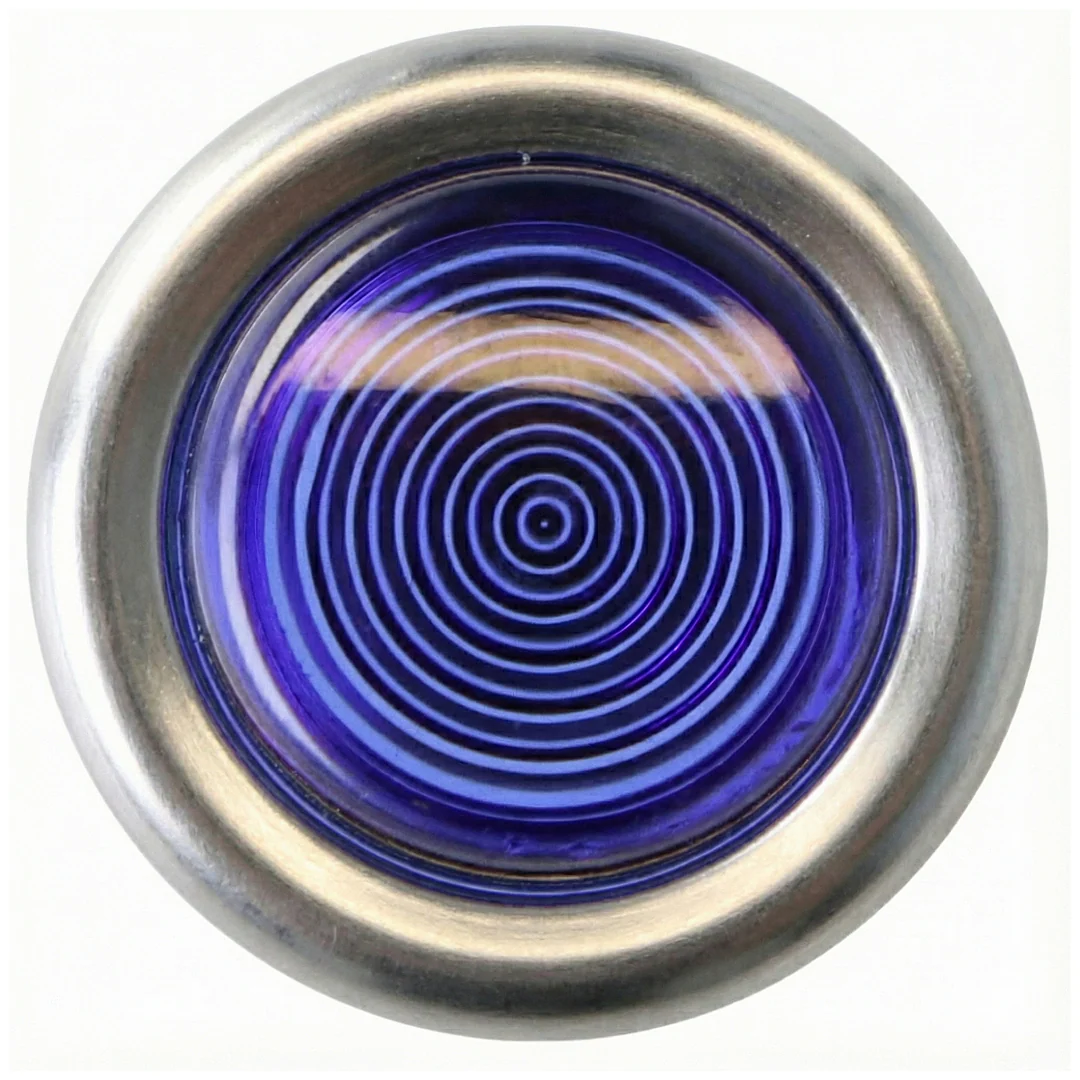Small Bright Chrome Bezel Blue Warning Light Replaceable Bulb - Image 4