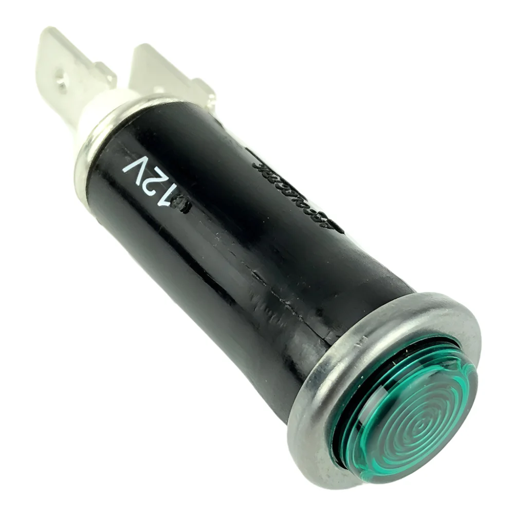 Small Bright Chrome Bezel Green Warning Light Replaceable Bulb