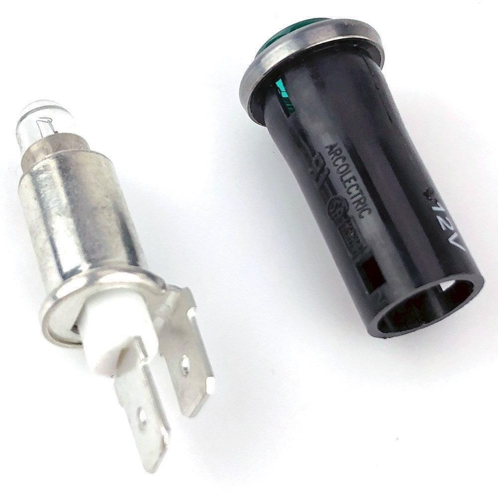 Small Bright Chrome Bezel Green Warning Light Replaceable Bulb - Image 3
