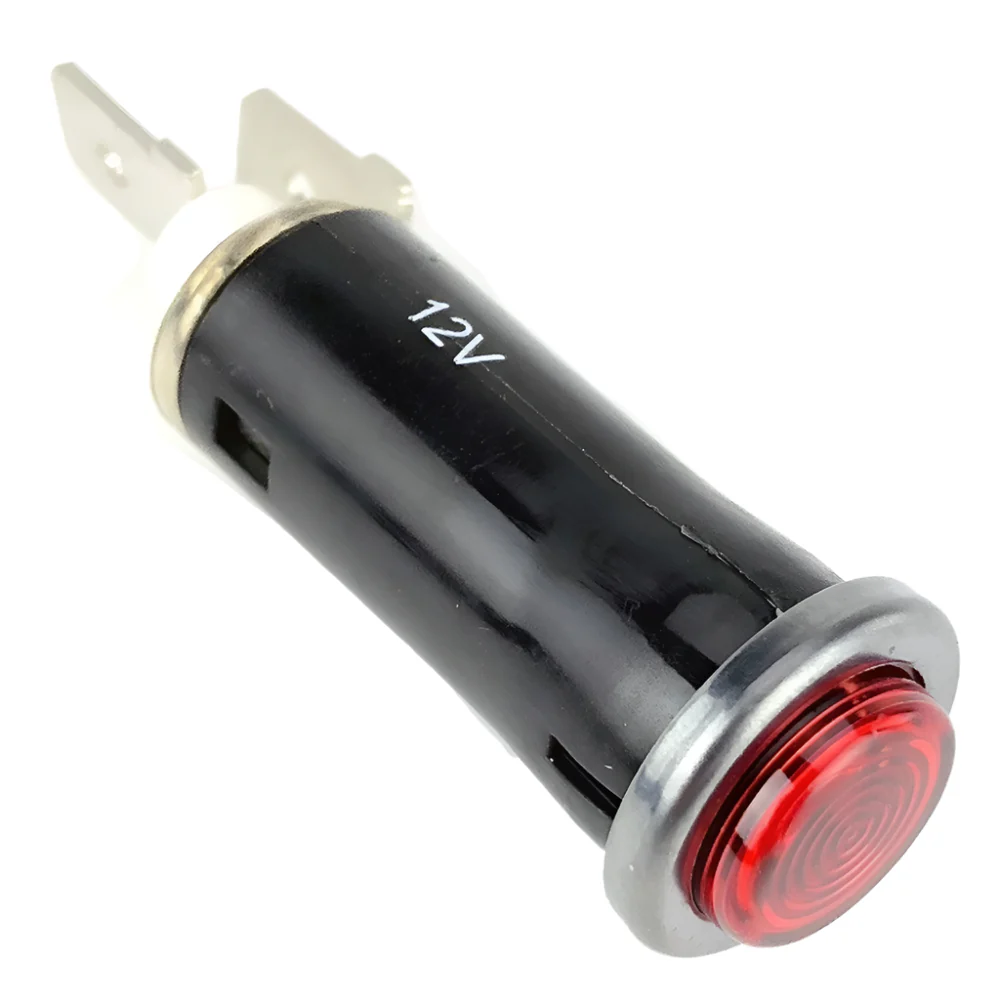 Small Bright Chrome Bezel Red Warning Light Replaceable Bulb