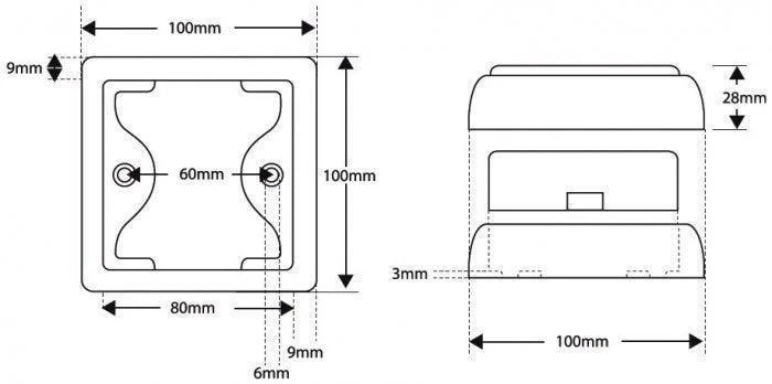 Square LED Slim Rear Fog Light 100 x 100mm Black Surround - Image 5