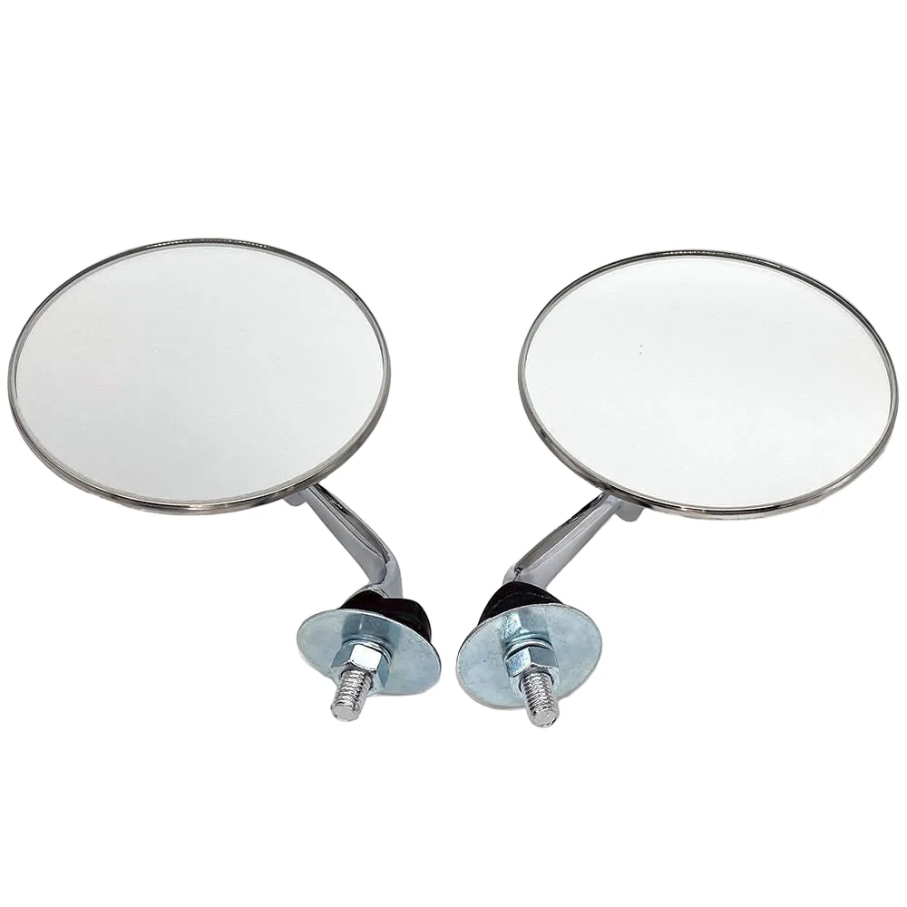 Stainless and Chrome Round Wing Mirrors Handed Pair FLAT GLASS - Image 3