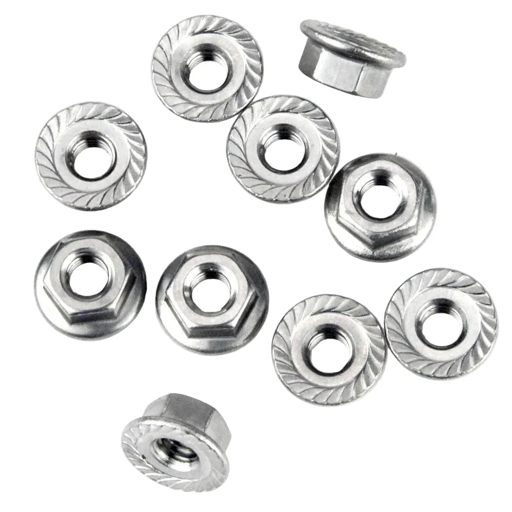 Stainless Flange Nuts Pack Of 10 - Various Sizes