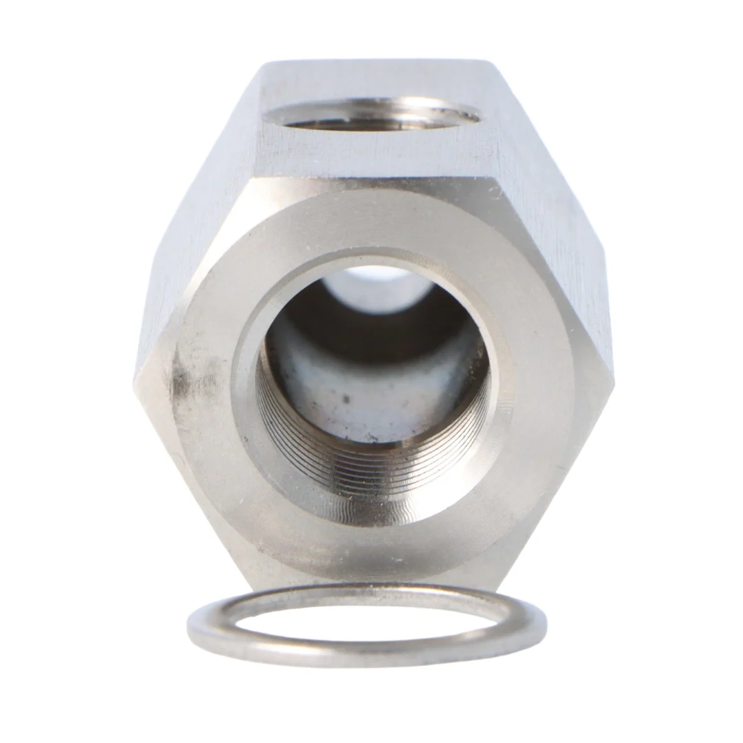 Stainless Steel Oil Pressure T Piece M12 x 1.5 Male and Female 1/8" NPT  in the side - Image 3
