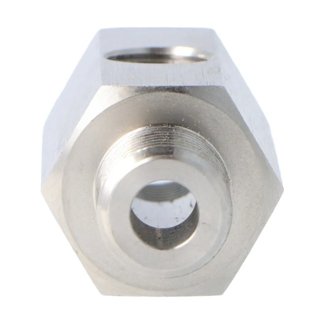 Stainless Steel Oil Pressure T Piece M12 x 1.5 Male and Female 1/8" NPT  in the side - Image 4