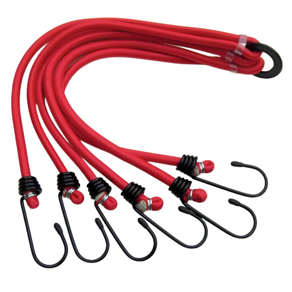 Heavy-Duty Luggage Elastics with 6 Vinyl-Coated Steel Hooks