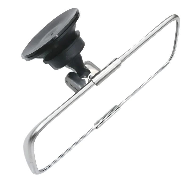 Suction Mount Chrome Metal Interior Mirror 155mm - Image 2