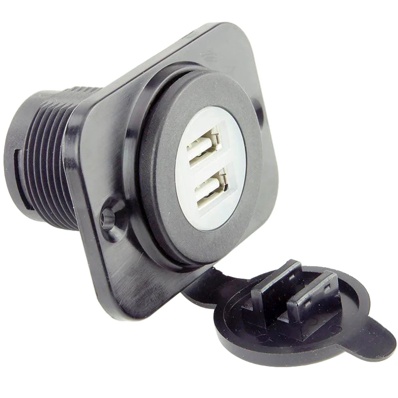 illuminated Twin USB Charger Socket Black