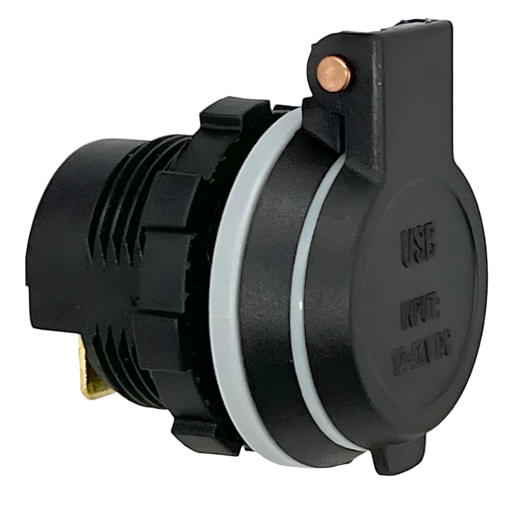 Shallow Twin USB Socket With Sprung Lid - 90 Degree Terminals