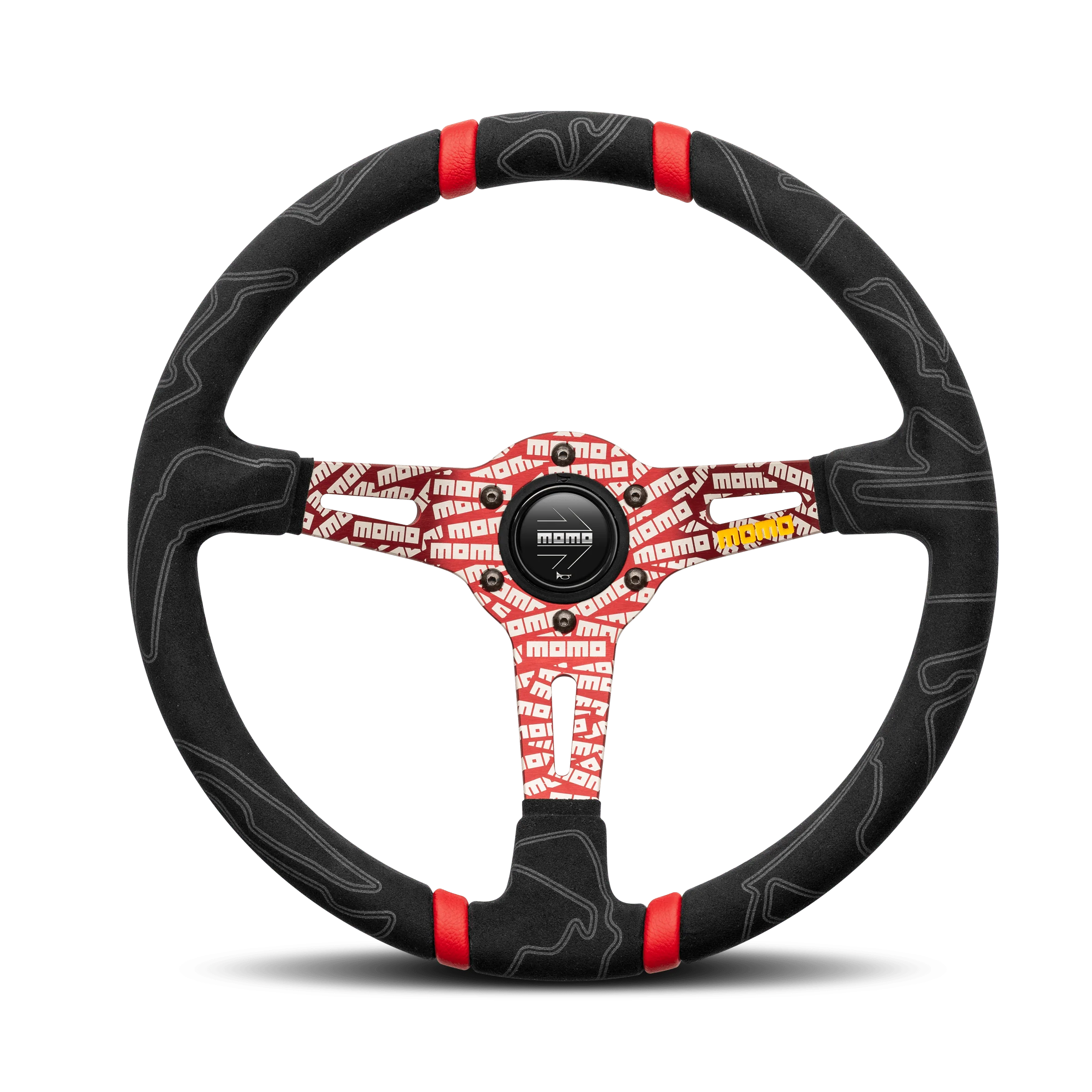 MOMO Ultra Steering Wheel - Black Alcantara/Red Insert 350mm
