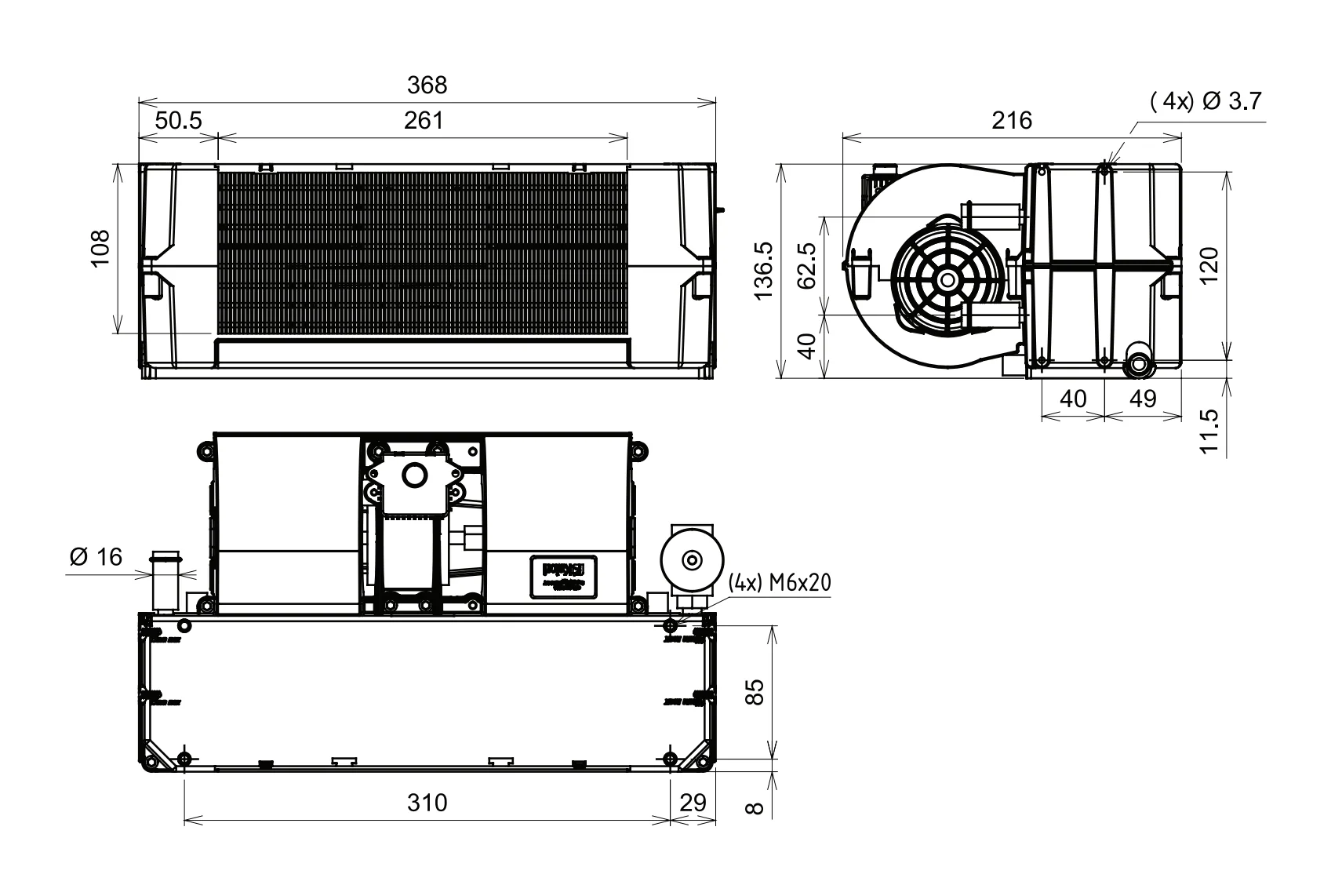 Universal Compact Air Conditioning & Heater Kit 368mm - Image 16