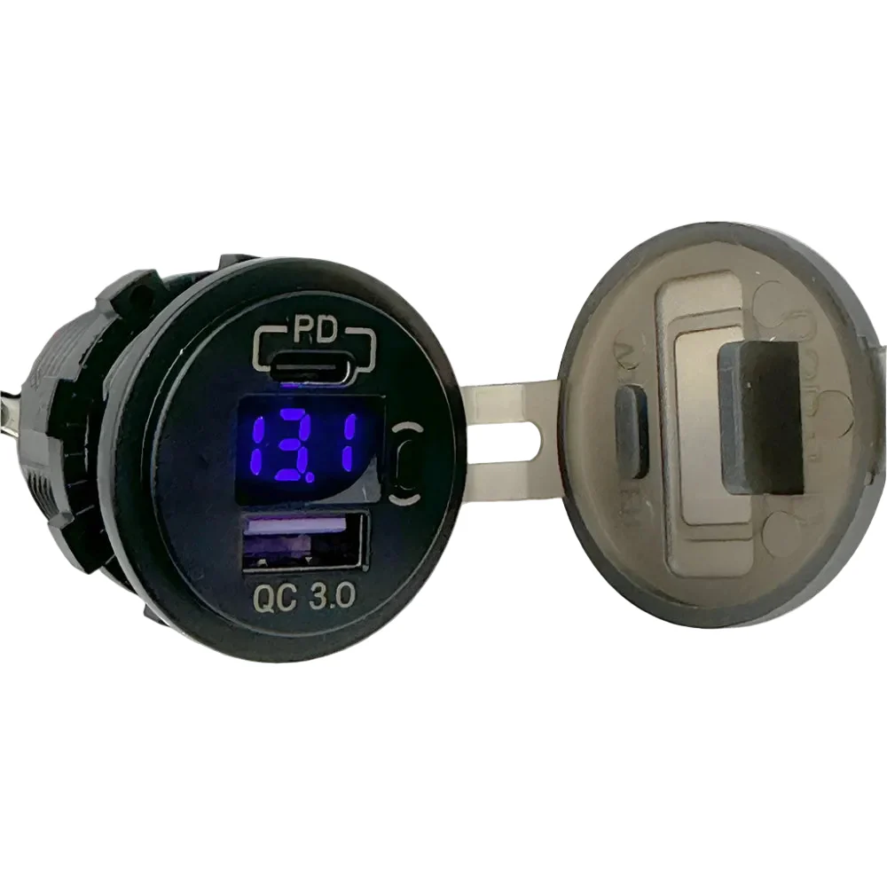 USB-C PD (Power Delivery) and USB -A Fast Charging Twin Socket with Volt meter