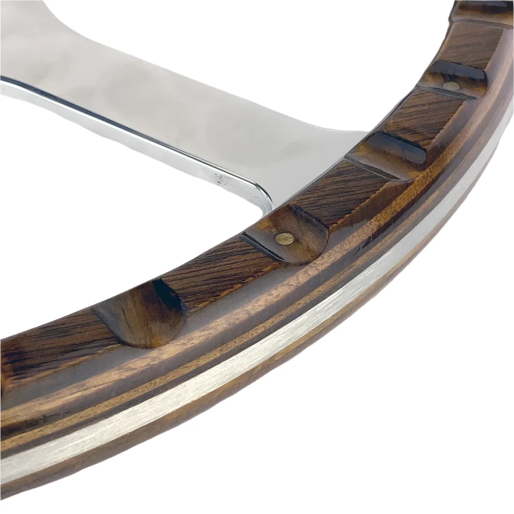 Vintage Style 15" Four Spoke Wood Rim Steering Wheel - Image 2