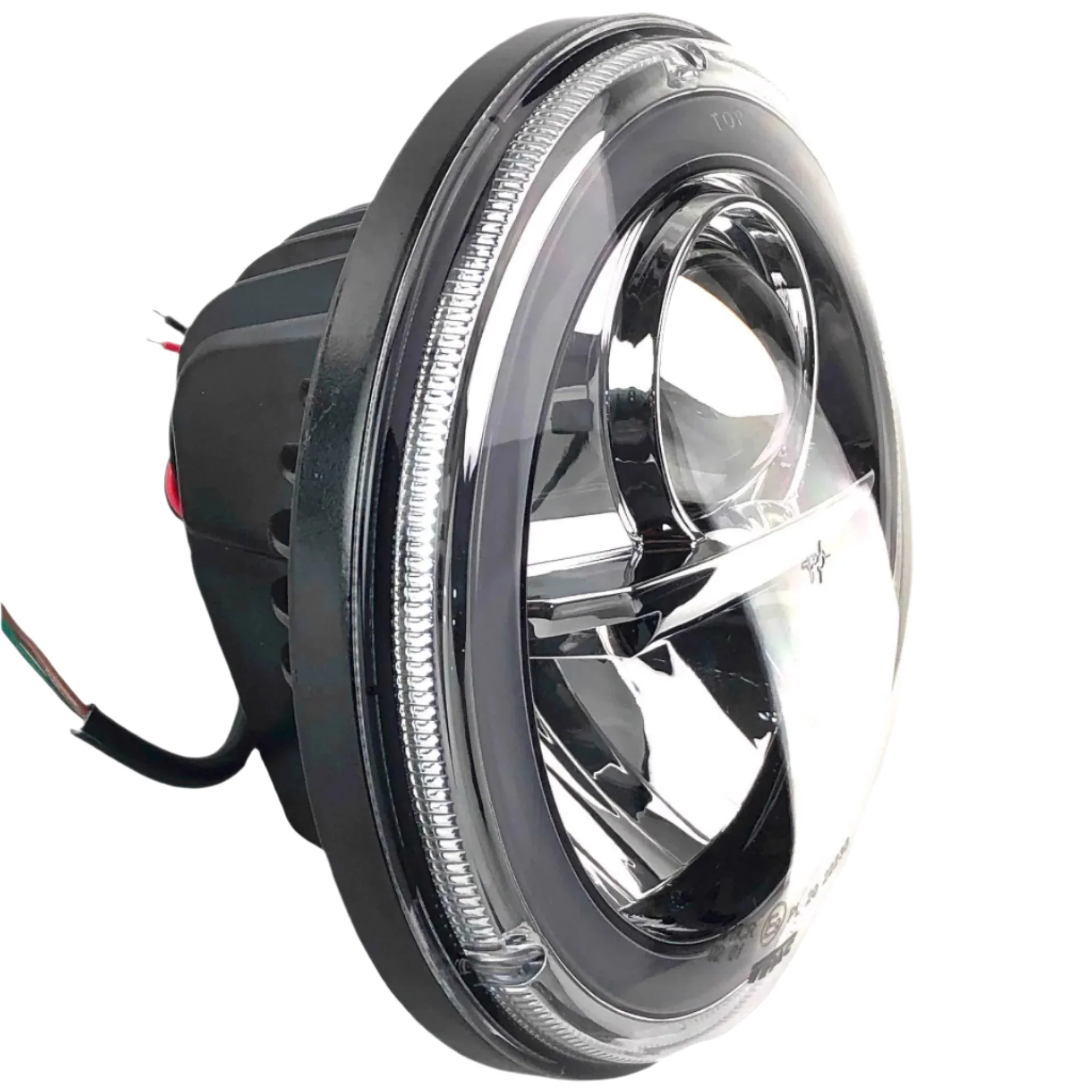 Wipac LED Projector Style 7" Replacement Headlamp With Halo Sidelight and Chrome Bezel - Image 2