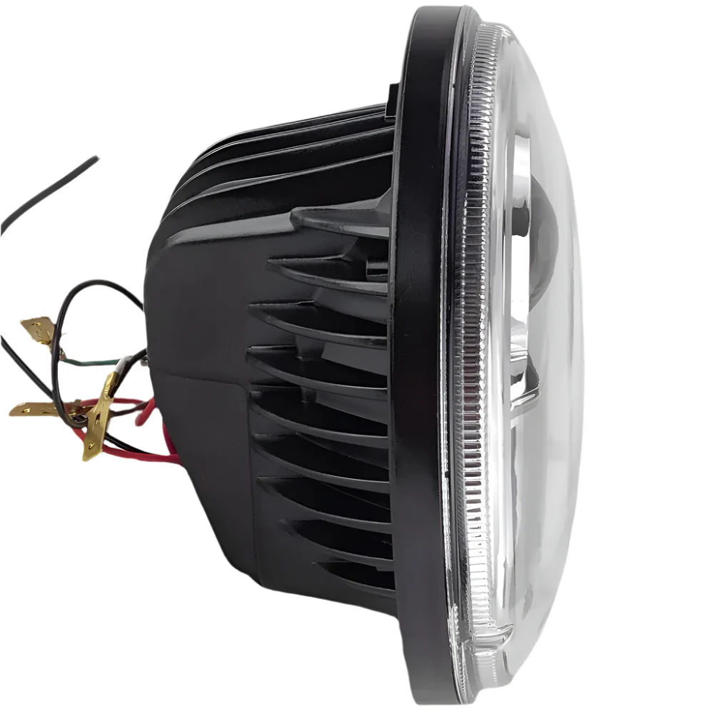 Wipac LED Projector Style 7" Replacement Headlamp With Halo Sidelight and Chrome Bezel - Image 3