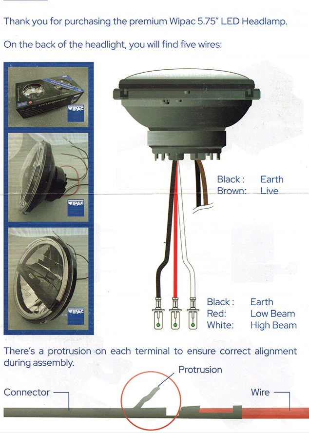 WIPAC LED PAIR Replacement 5 3/4" Headlamp Main, Dip and Side 12v - 24v - Image 5