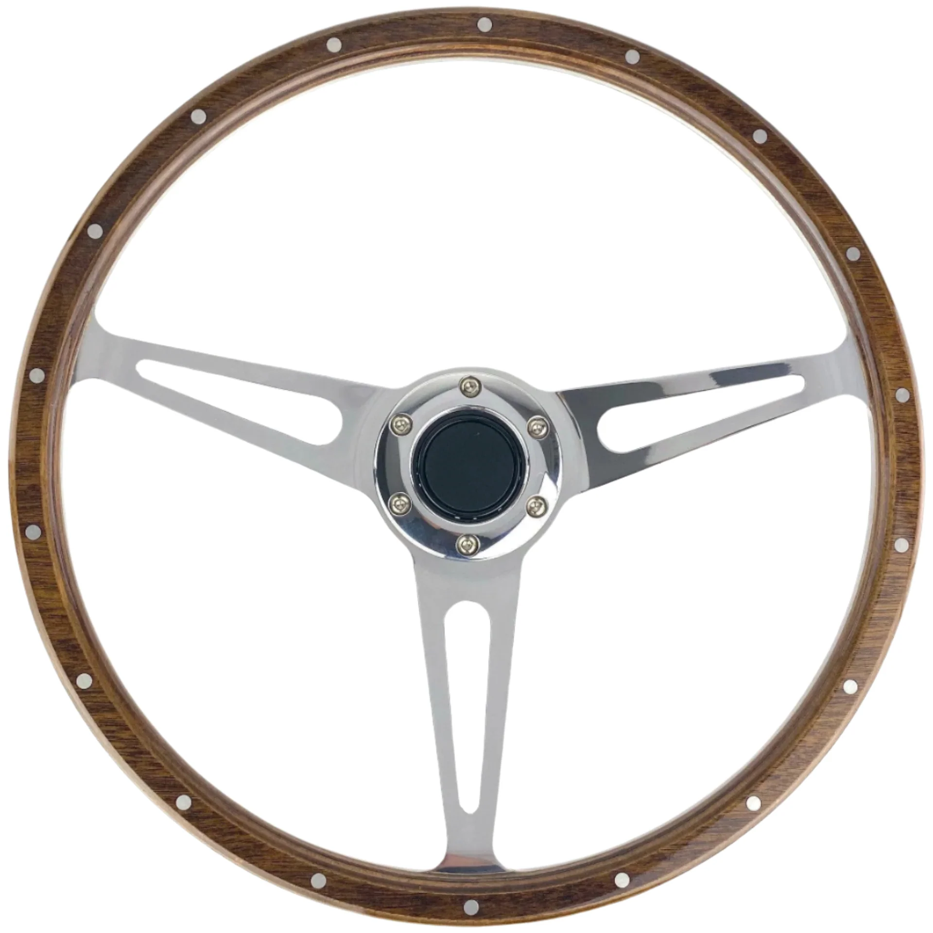 Wood Rim Steering Wheel 70mm PCD.  3 Diameters.  2 Colours - Image 3