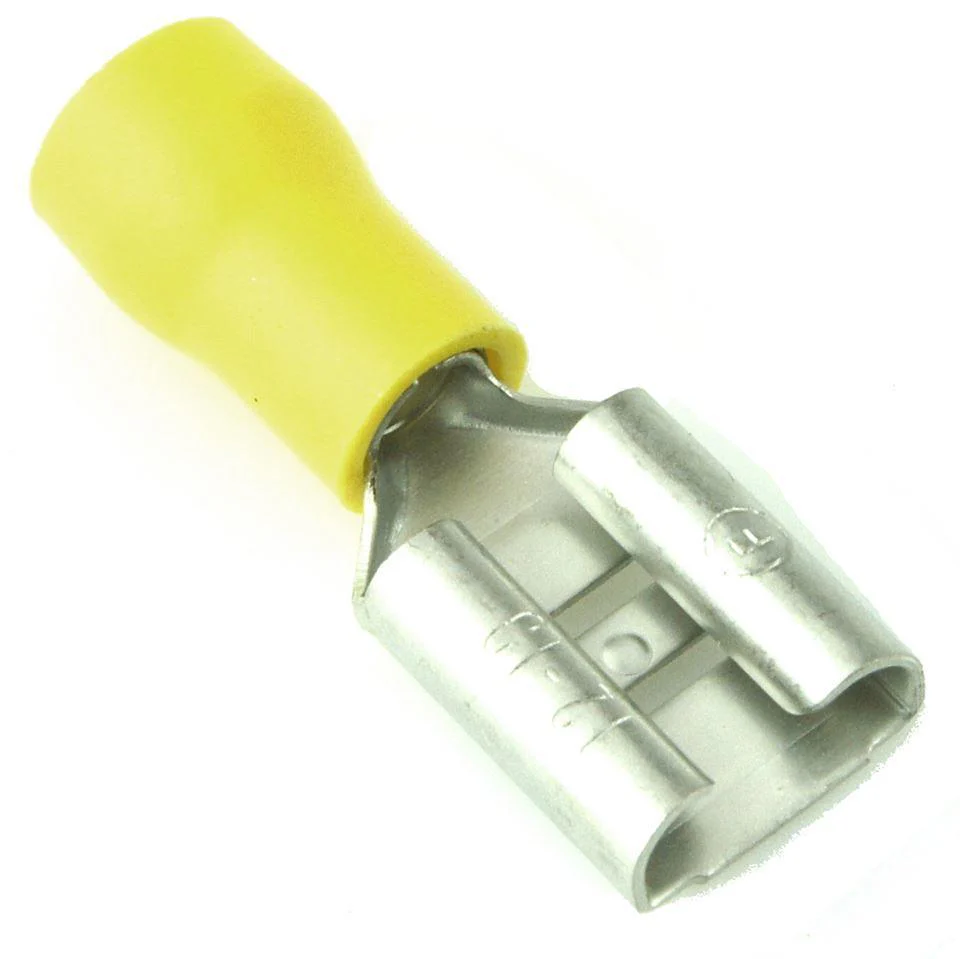 Yellow Pre Half Insulated Crimp Female 3/8" Spade Terminals 50pcs - Image 3