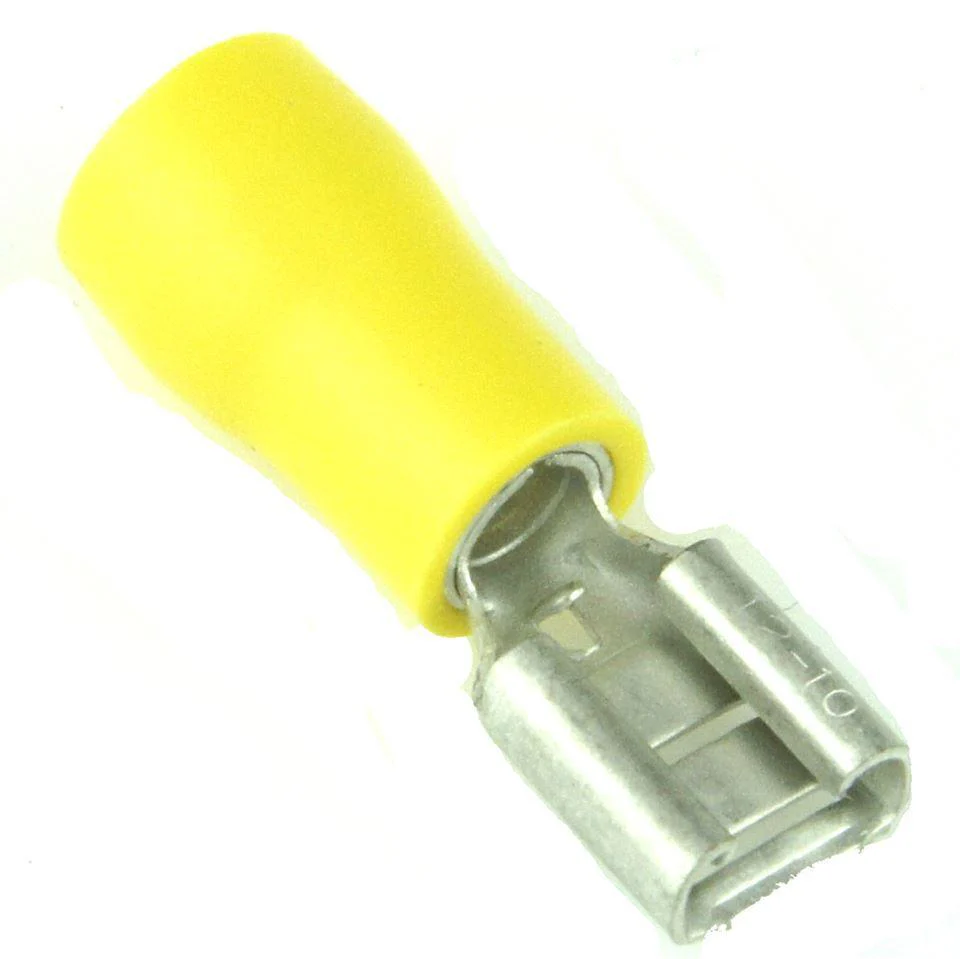Yellow Pre Half Insulated Crimp 1/4" Female Spade Terminals 50pcs - Image 2