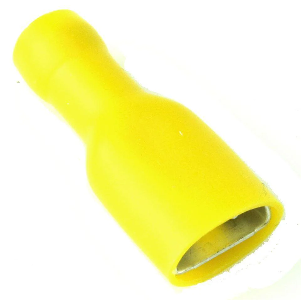 Yellow Pre Insulated Crimp Female 3/8" Spade Terminals 50pcs - Image 3