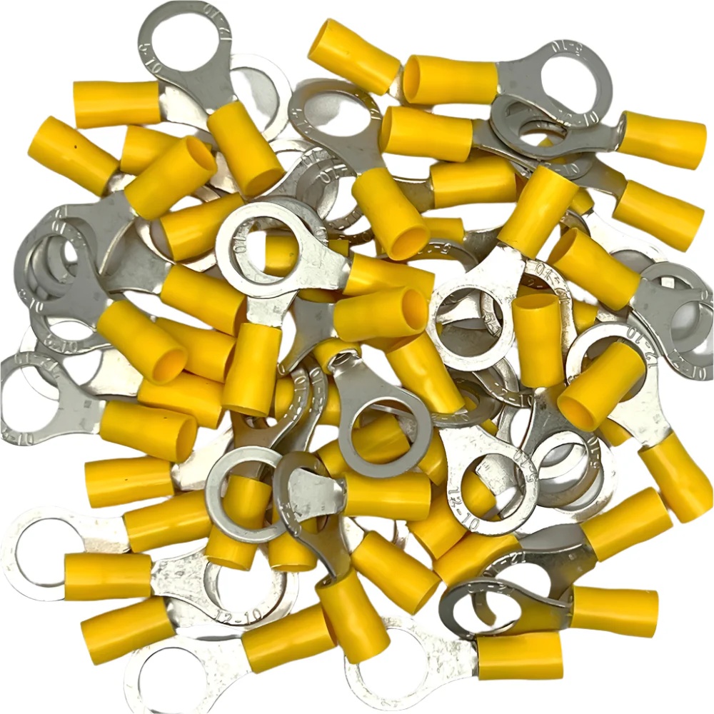 Yellow Pre Insulated Crimp Ring Terminals 10mm 50pcs - Image 2