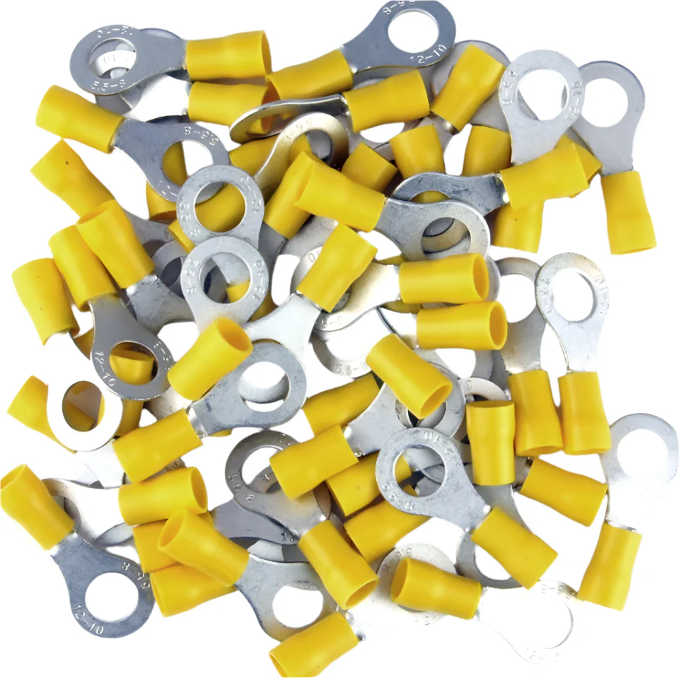 Yellow Pre Insulated Crimp Ring Terminals 8mm 50pcs - Image 2